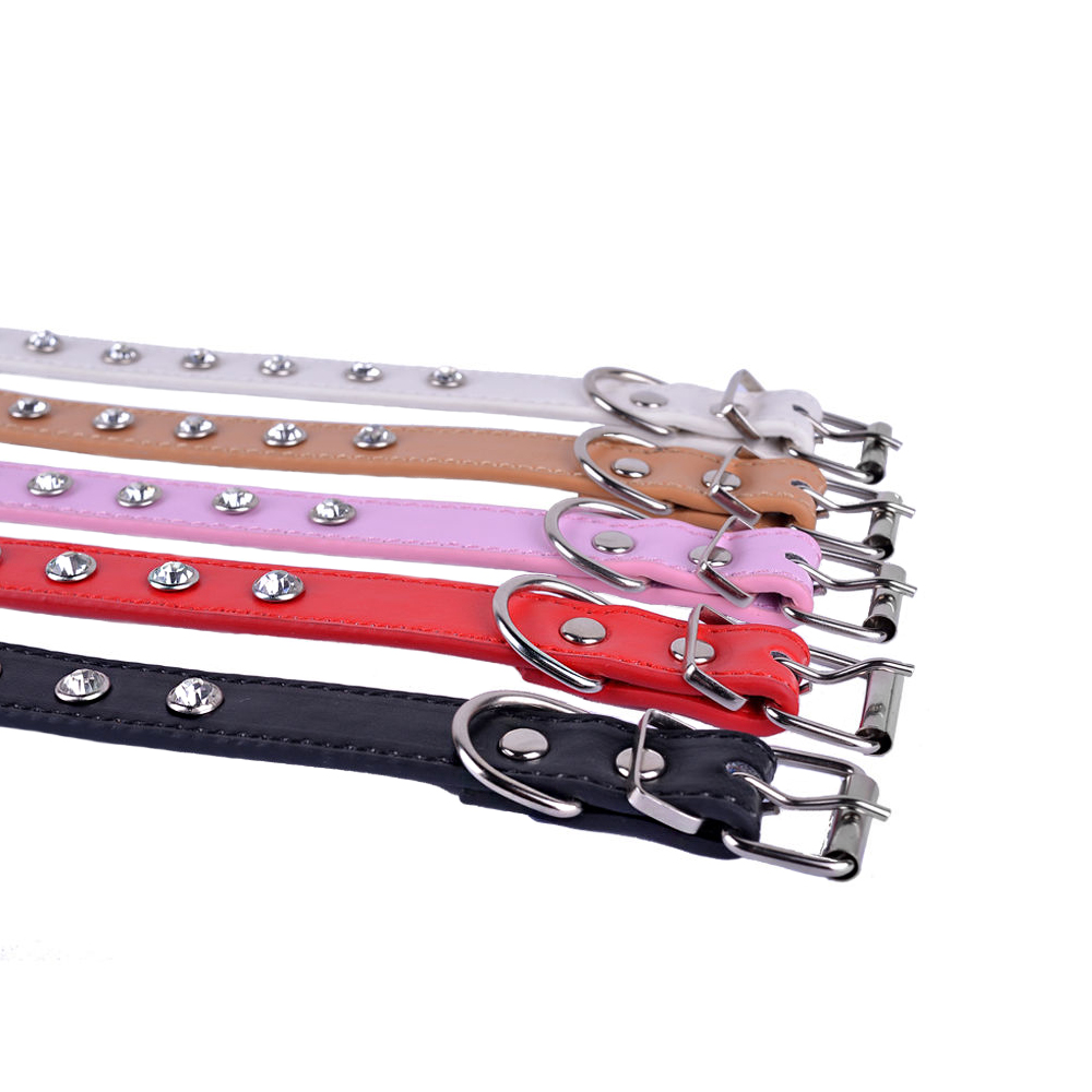 Obroża dla psa z dużymi kryształkami obroża z dżetami obroża z dużymi cyrkoniami obroża ze skóry ekologicznej z diamencikami obroża dla Yorka Cziłały grzywacza chińskiego elegancka obroża