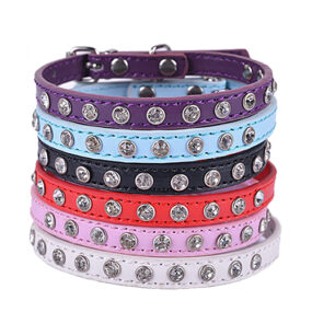 Obroża pies kot chiwawa  rząd diamencików  dużych cyrkonii rozmiar S