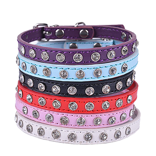 Obroża pies kot chiwawa rząd diamencików dużych cyrkonii rozmiar S