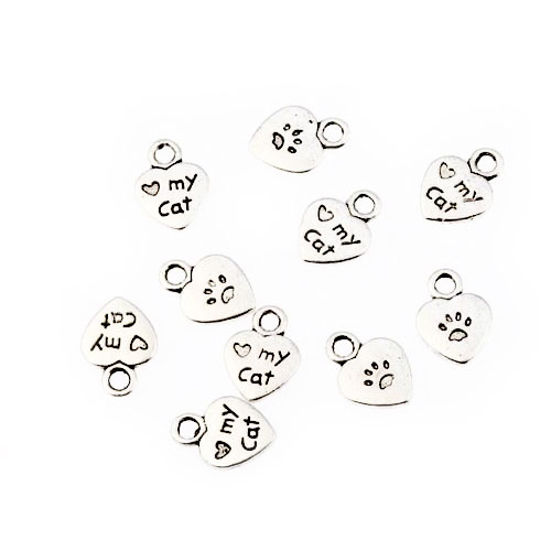 I love my cat charm kocham mojego kota mała zawieszka dla kocich maniaków charms