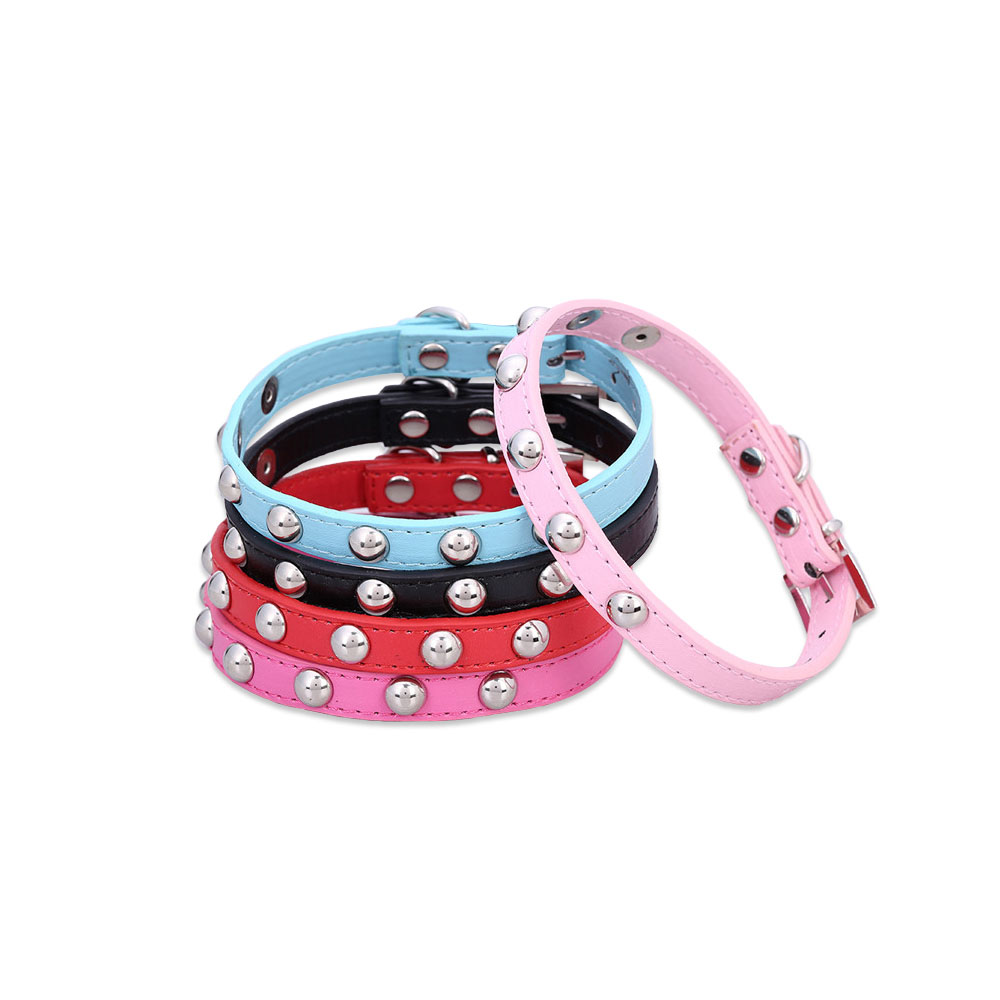 Różowa Czerwona Czarna Rozmiar z nabijana Okrągłymi ćwiekami Size S cm cm Small Pink Red Black Faux Leather Mushroom Rivet Spiked Studded Adjustable Buckle Neck Pet Dog Collar