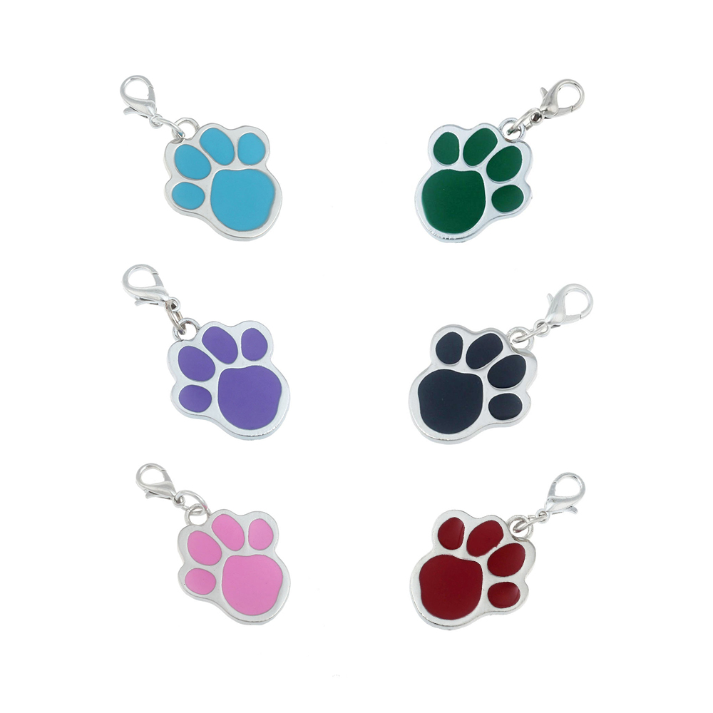 Emaliowana adresówka dla psa, metalowa, do grawerowania, kolorowa, adresówka w ksztalcie łapki, łapka