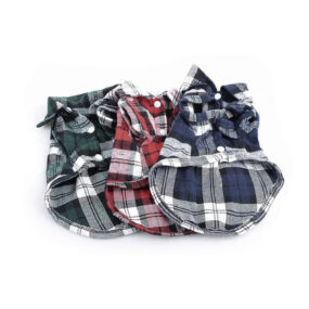 Flanelowa koszula dla psa zapinana na zatrzaski koszula dla pieska ubranko dla psa ubranie dla psa w kratkę zapinane na brzuszku z rękawkiem