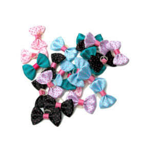 Kokardka w kropeczki Kami, Kokardki dla yorków w malutkie kropki, kokardka w mikro kropeczki dla psa, błękitna w kropeczki, fioletowa w różowe kropeczki, czarna w różowe kropki, morska w kropki, jasnoróżowa w amarantowe kropeczki