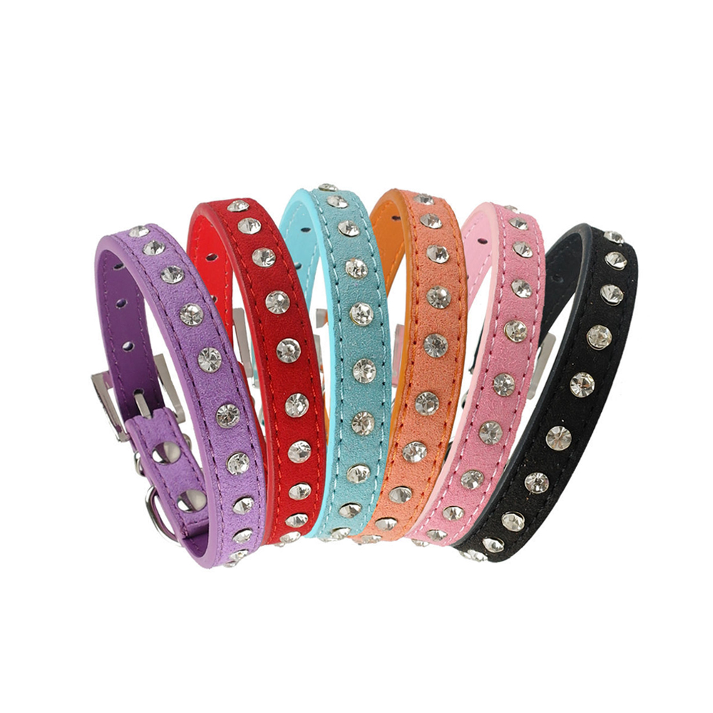 Obroża z kryształkami dla psa obroża z dżetami obroża z cyrkoniami dla pieska zamszowa obroża rozmiar M