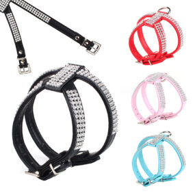 Szelki z cyrkoniami guard, Szelki z cyrkoniami, szeleczki ozdobne dla psa, puszorek z kryształkami, pasami cyrkonii, regulowane, Chihuahua, Chin japoński, Japanese Chin, Gryfonik belgijski, Grzywacz chiński