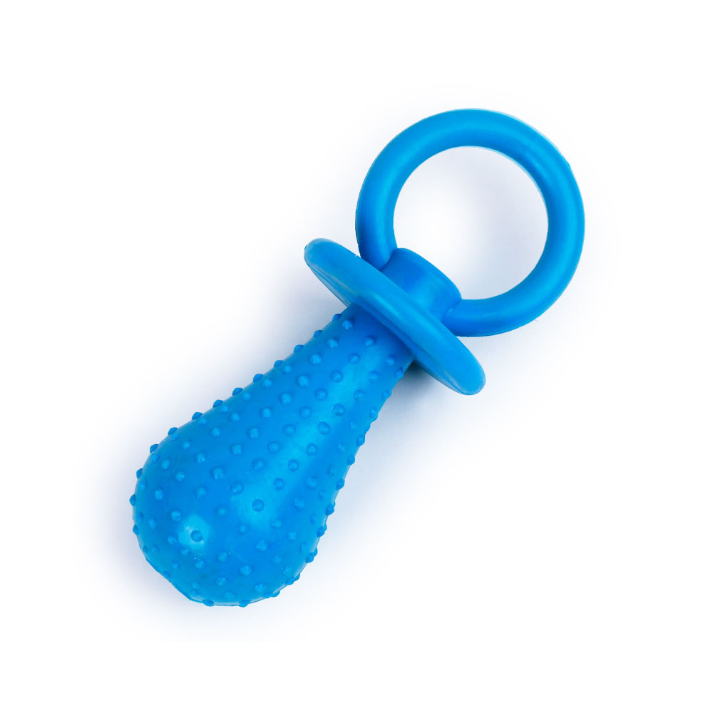 Gryzak dla psa w kształcie smoczka, zabawka dentystyczna dla psa z TPR, zabawka dla psa do gryzienia, 9,5cm mały, 14cm duży, niebieski