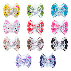 Kokadka dla Yorka Hello Kitty biała różowa granatowa żółta czerwona niebieska fioletowa brązowa czarna fuksja kawa z mlekiem w kolorze kolorowe kokardki na spinkach automatycznych