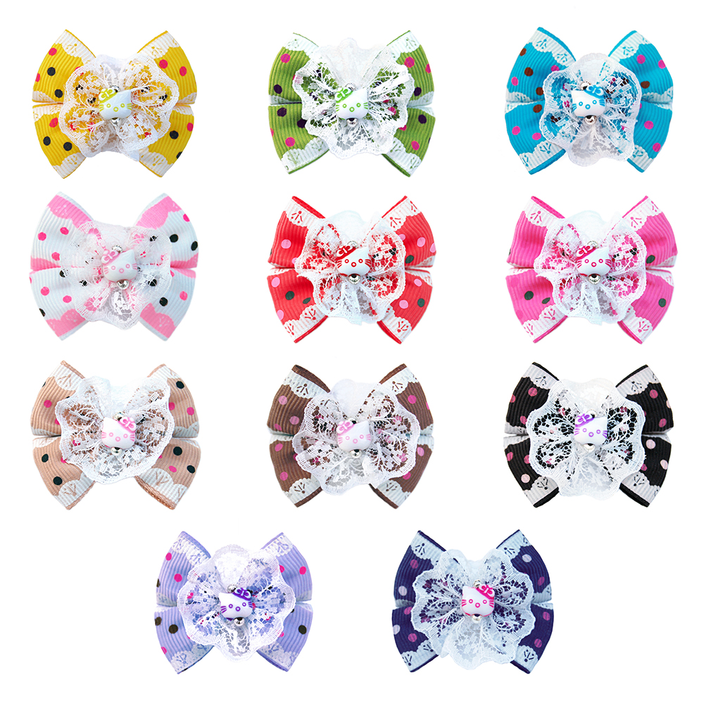 Kokadka dla Yorka Hello Kitty biała różowa granatowa żółta czerwona niebieska fioletowa brązowa czarna fuksja kawa z mlekiem w kolorze kolorowe kokardki na spinkach automatycznych