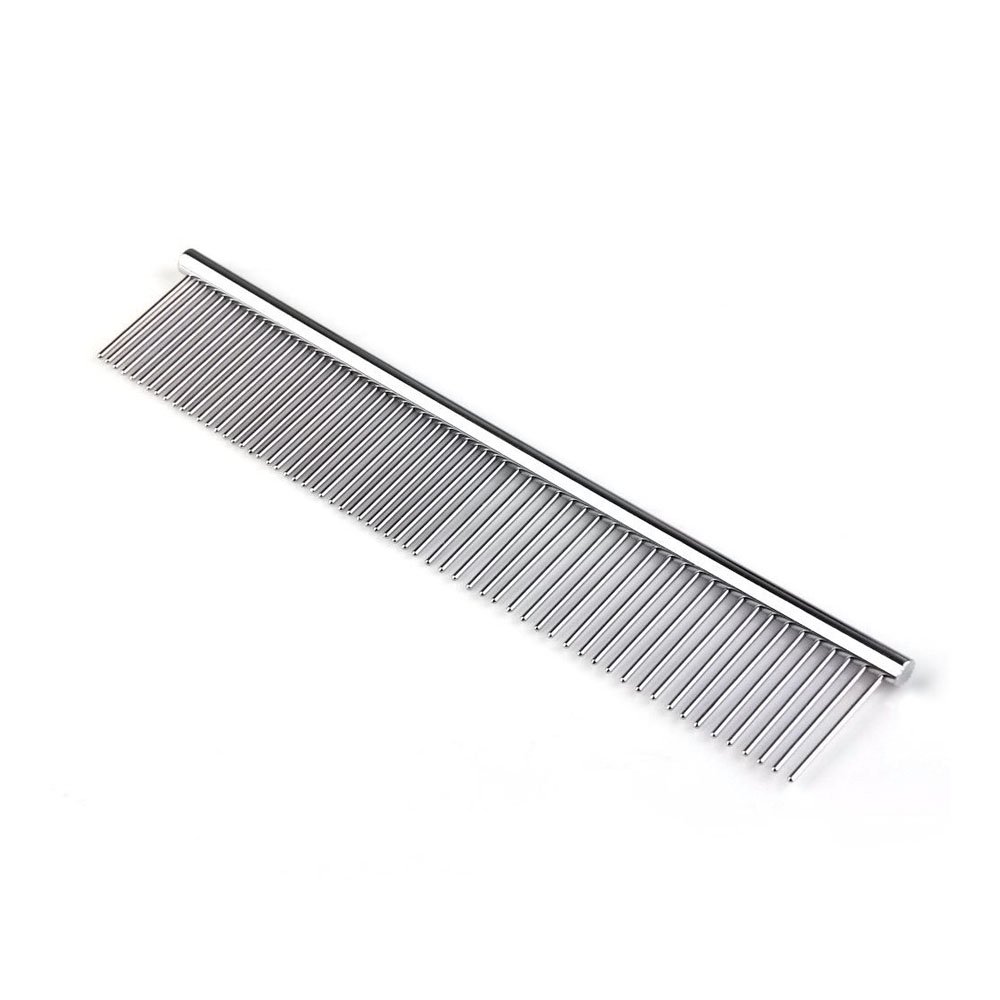 Metalowy grzebień 19 cm, grzebień dla psa z mieszanym rozstawie ząbków, solidny grzebień z mieszanym rozstawem zębów, Profesjonalny grzebień groomerski