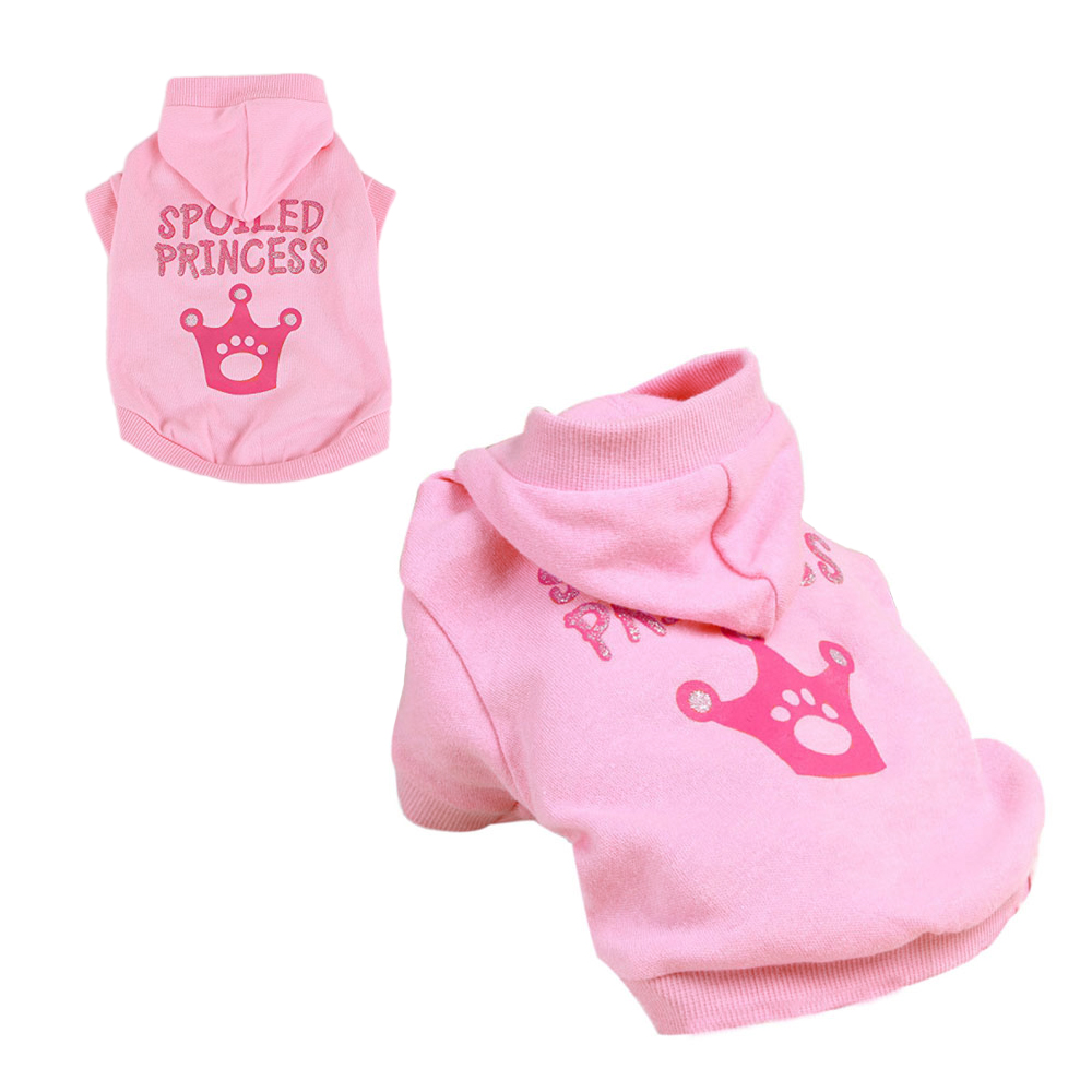 Bluza zapinana na rzep dla małego psa bluza rozpinana na brzuszku dla pieska dla kota dla kotka zepsuta księżniczka rozpieszczony zwierzak różowa z koroną zabawna jasnoróżowa bluzka dla psiak