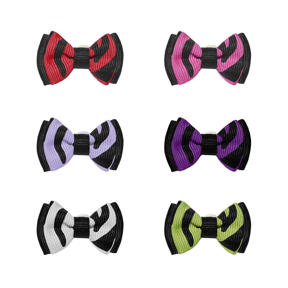 Kokardki w zebrę dzika kokardka dla pieska psiaka yoreczka maltańczyka małej bestii wzór zebry kolory kokardki dla psów
