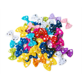 Kolorowe kokardki w gwiazdki York kokardka Maltańczyk Szitsu Czerwona Zielona Błękitna Niebieska Żółta Pomarańczowa Purpurowa Granatowa Biała Amarantowa Różowa Wrzosowa Fioletowa w gwiazdki