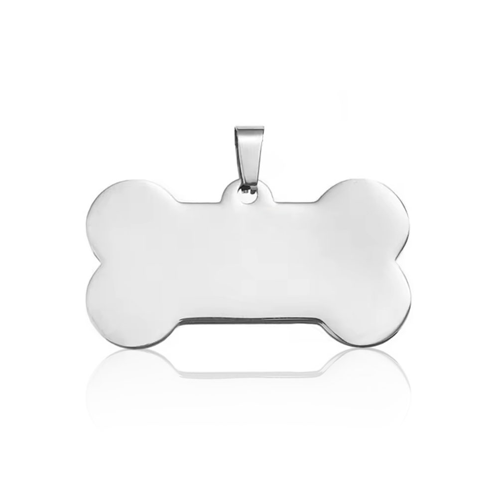 Identyfikator dla psa kość, duży, adresówka dla psa do grawerowania stalowa stal nierdzewna porządna wytrzymała srebrna duży pies dla dużego psa