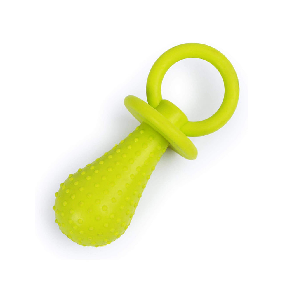 Gryzak dla psa w kształcie smoczka, gryzak na zęby dla psa z TPR, zabawka elastyczny gryzak dla psa, mały 9,5cm, duży 14cm, zielony żółtozielony