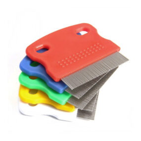 Grzebień do wyczesywania pcheł grzebyk na pchły bardzo gęsty dla psa dla kota pies kot skuteczny metalowe igły zaokrąglone krótkie igły do gładkiego włosa szorstkiej sierści