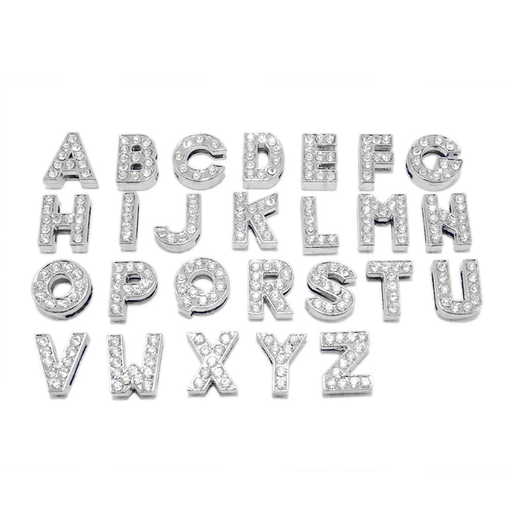 Litery do obroży, do naczółka, z cyrkoniami, z kryształkami, z dżetami, ozdobne literki do spersonalizowanej obróżki, dla psa, dla kota, kot, pies, błyszczące biżuteryjne, metalowe, alfabet