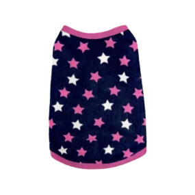 Polar dla psa w gwiazdki, cieplutki polarek dla kota, granatowy w różowe i białe gwiazdy, fajny, głębokie kolory, ciepły, pies, kot, śliczny, słodki, miękki, wciągany przez główkę