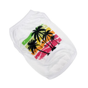 Bluzeczka bluzka t shirt koszulka dla psa pieska psiaka rozmiar XS S z palemkami z palmami z siateczki cieniutka na lato zabawna na plażę chiłały yorka chihuahuy maleńka malutka biała na lat