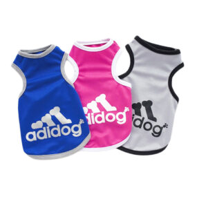 Bluzka adidog koszulka przewiewna ubranko ubranie dla psa dla pieska dla psiaka małego różowa niebieska szara fajna zabawna bokserka rozmiar S M L XL XXL słodka