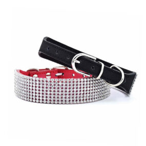 Obroża biżuteryjna z cyrkoniami, wyjątkowa, bogato zdobiona, błyszcząca, piękna, oszałamiająca, 8 rzędów, zdobiona 8 rzędami dżetów, cyrkonii, czerwona, fuksja, czarna, różowa