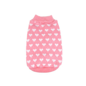 Sweterek dla psa ubranko na zimę ubranie dla pieska w serduszka różowe słodkie śliczne swetr dla psiaka biszonka buldożka mopsika shih tzu