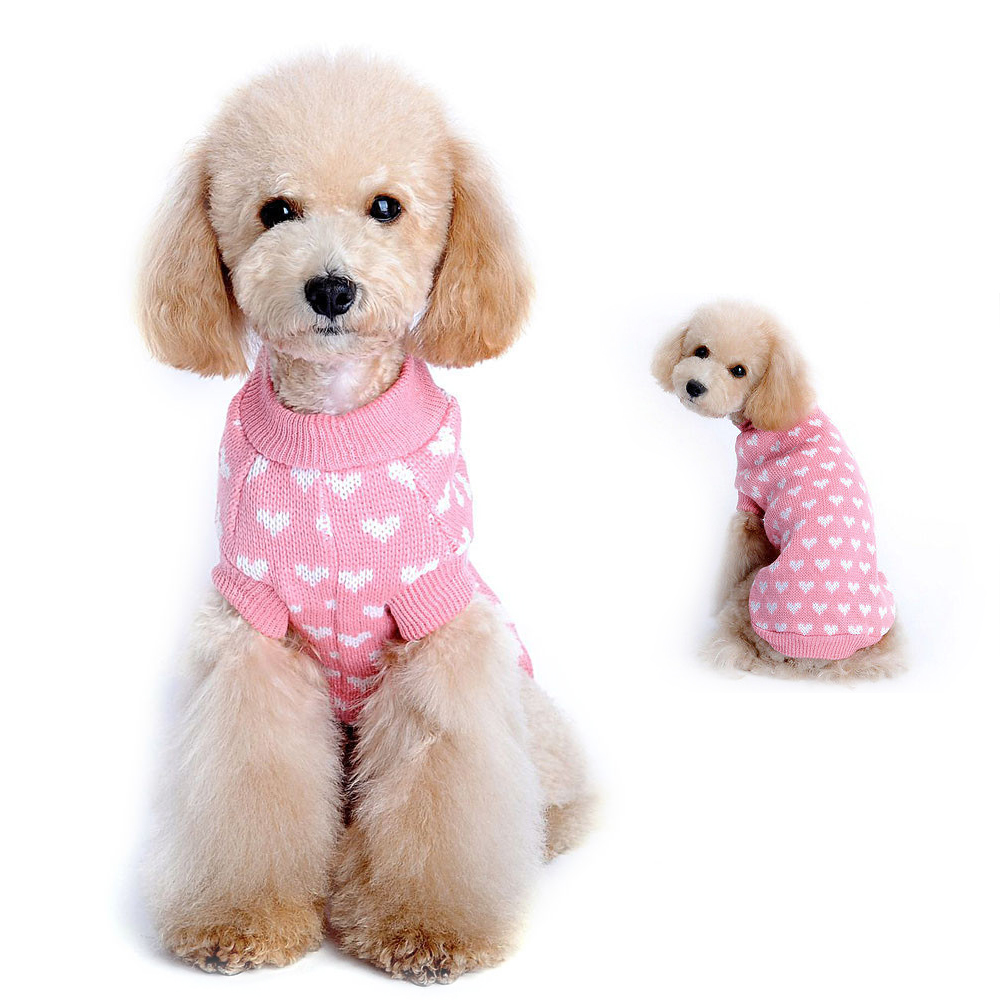 Sweterek dla psa ubranko na zimę ubranie dla pieska w serduszka różowe słodkie śliczne swetr dla psiaka biszonka buldożka mopsika shih tzu rozmiar M