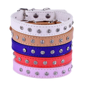 Obroża dla psa dla małego psa pieska szczeniaka szczenięcia yorka Coton de Tuléar Maltańczyka Shih Tzu Teriera szkockiego kot rząd diamencików z cyrkoniami z kryształkami rozmiar S