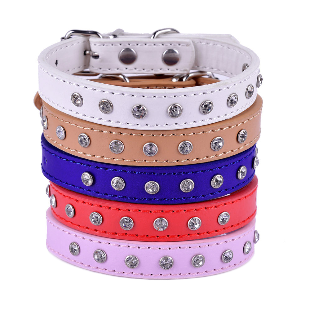 Obroża dla psa dla małego psa pieska szczeniaka szczenięcia yorka Coton de Tuléar Maltańczyka Shih Tzu Teriera szkockiego kot rząd diamencików z cyrkoniami z kryształkami rozmiar S