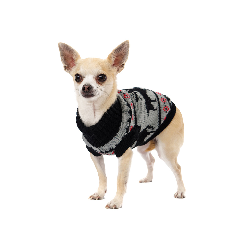 Sweterek cziłała chihuahua golf golfik ubranko wełnieny dla psa dla kota pieska szczenięcia szczeniaka kotka renifery zimowy słodki śliczne czarne czerwone rozmiar XS S M L XL