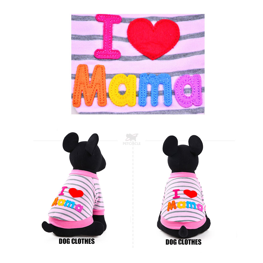 Bluza dla psa kocham moją mamę, różowa, bluzka dla kota, z rękawkiem, kotka, pieska, fajne ubranko z napisem, różowe w paseczki