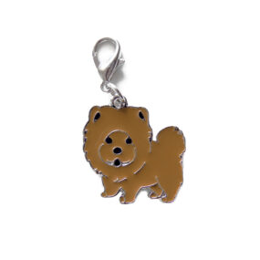 Zawieszka brązowy Chow chow 2,7 cm, przywieszka, czał-czał, brązowa, mała, metalowa, emaliowana, śliczna zawieszka dla właściciela, charm, chow-chow