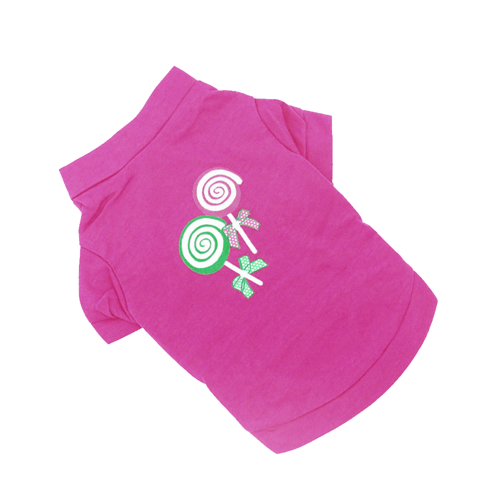 Koszulka bluzka ubranko dla psa dla kota słodka z lizakami amarantowa śliczna z rękawkiem na jesień na zimę do domu zabawna wesoła żywy kolor York Shih tzu maltańczyk