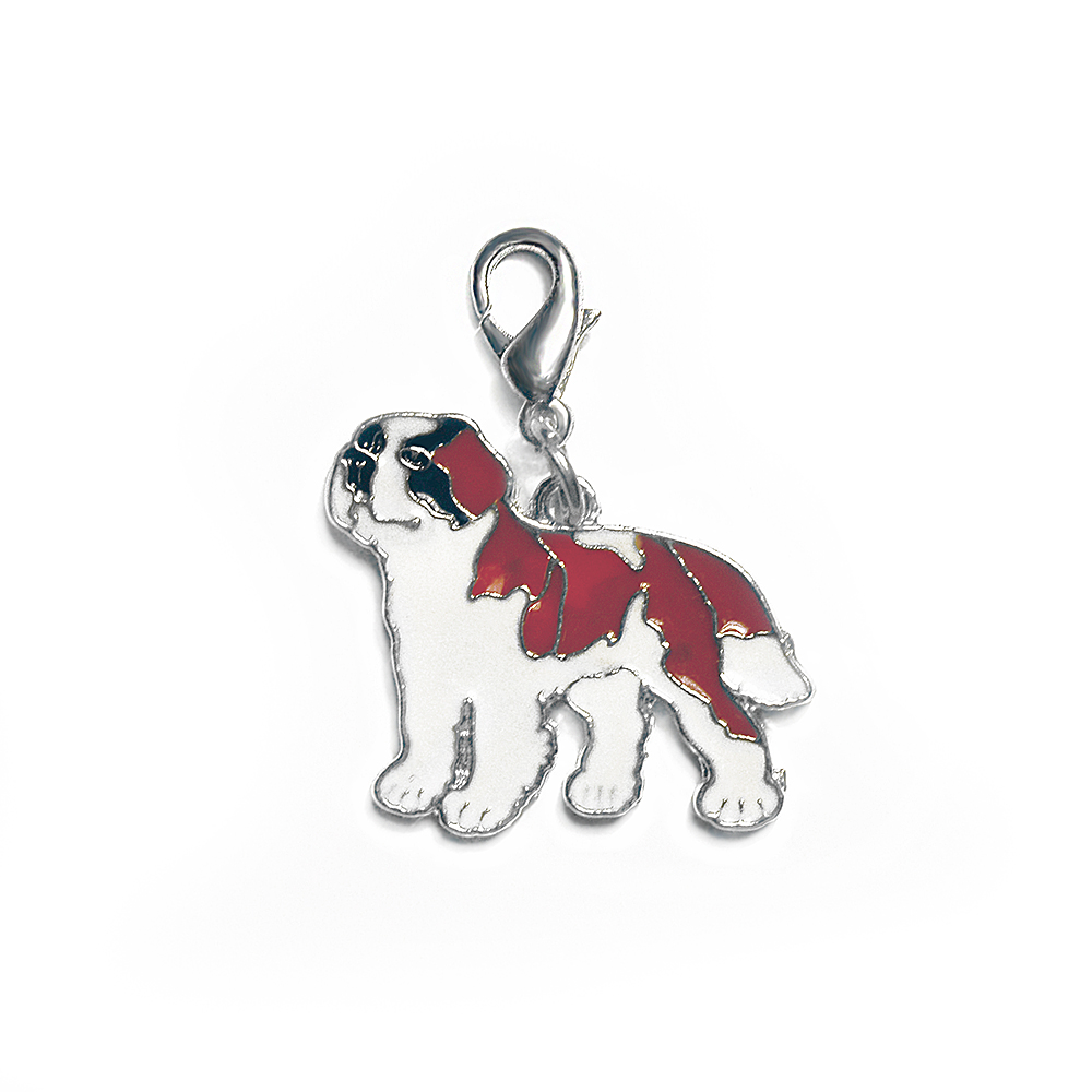 Zawieszka do kluczy Bernardyn, charms, charm, śliczna zawieszka dla właściciela miłośnika bernardynów, Saint Bernard Dog, emaliowana, metalowa