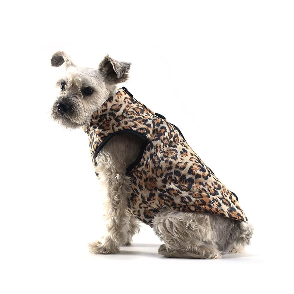 Kurtka kamizelka dla psa szczeniaka pieska kotka kota kurteczka suwak na grzbiecie z możliwością przypięcia smyczy na zamek beżowa ciepła pluszowa mały pies kot cętki