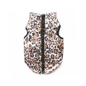 Kurtka dla psa panterka, Kurteczka, zimowa kamizelka, w cętki lamparcie, gepard, leopard z zapięciem do smyczy, wypełniona pluszem, na zimę, ciepła dla pieska, psiaka, szczenięcia