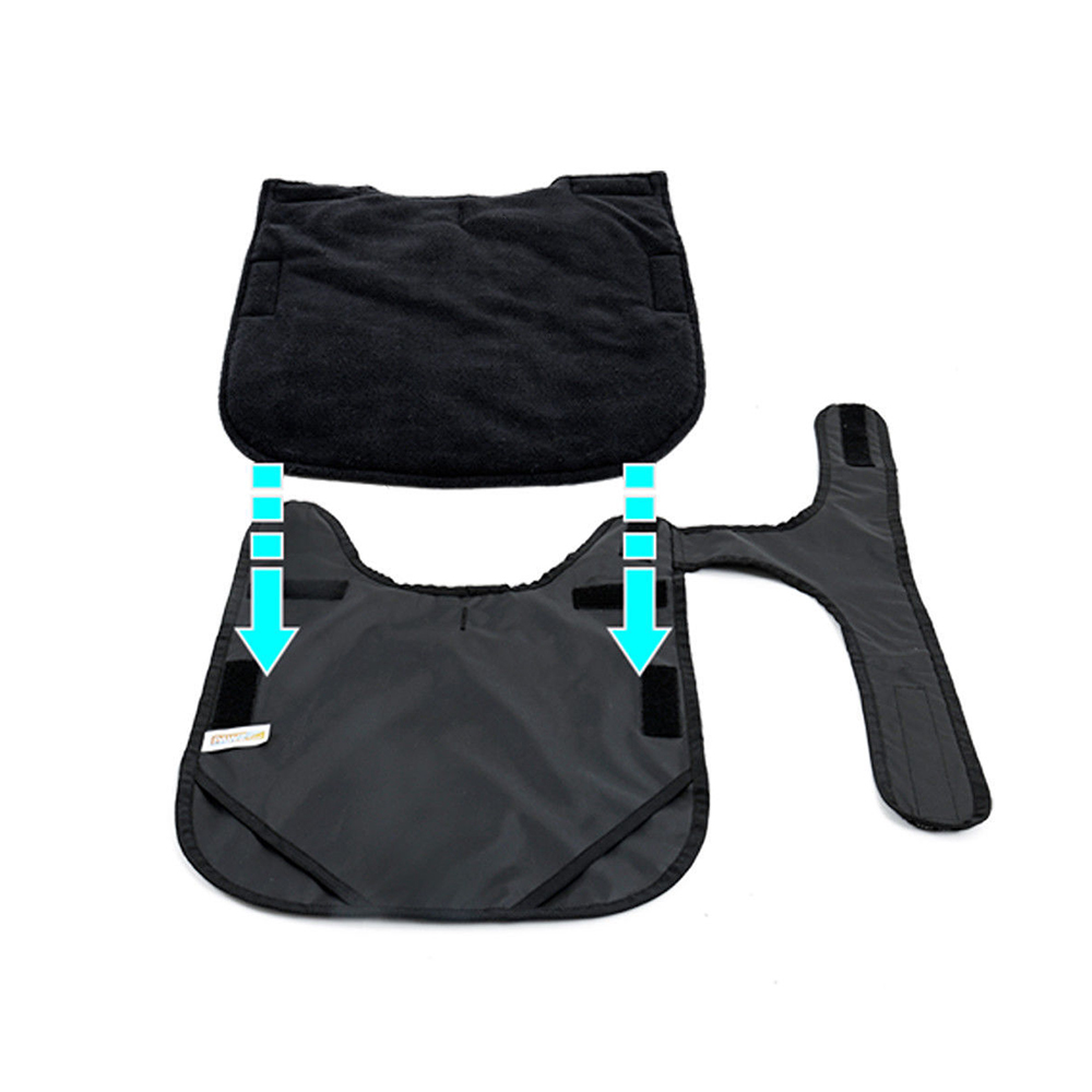 Czarna derka z odpinanym polarem elegancka na rzepy zapinana pod szyją i na plecach ze ściągaczami uniemożliwiającymi zsówanie się gumkami ładna wodoodporna na lato jesień zimę wiosnę całoroczna