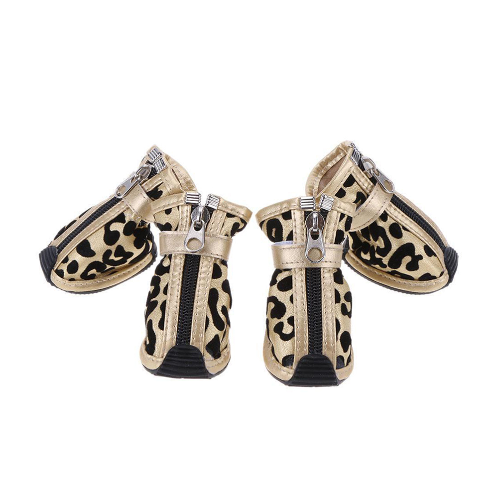 Buty dla psa dla yorka chihuachuy pinczerka malutkie rozmiar złote w panterkę z zamkiem na zameczek z ściągaczem na rzep gumowa podeszwa porządne