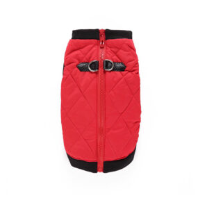 Kurtka kamizelka kurteczka dla psa elegancka czerwona pikowana z zapięciem do smyczy na wiosnę jesień dla pieska psiaka szczenięcia