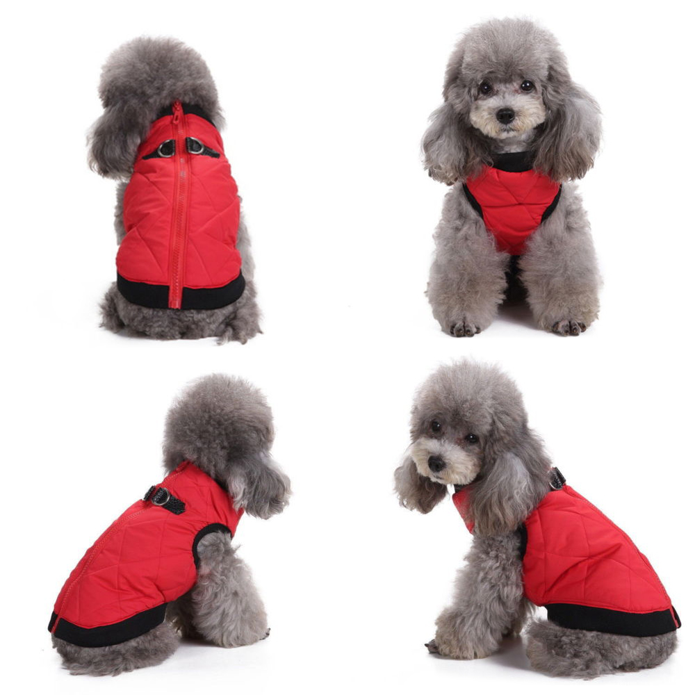 Kurtka kamizelka kurteczka dla psa elegancka czerwona pikowana z zapięciem do smyczy na wiosnę jesień dla pieska psiaka szczenięcia na piesku
