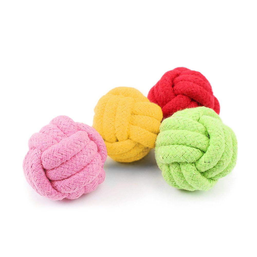 Piłka ze sznurka Colori sznurkowa zabawka naturalna bawełniana ekologiczna zdrowa z liny linowa sznur pleciona zaplatana dla psa zielona różowa czerwona pomarańczowa jednolity kolor