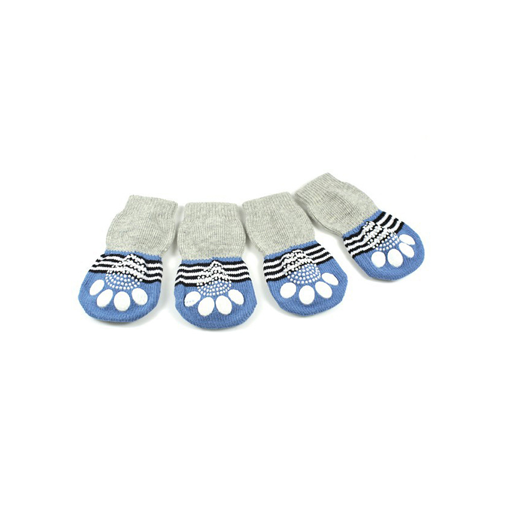 Skarpetki antypoślizgowe podgumowane skarpety dla psa antypoślizg koniec ze stukaniem łapami po panelach niebieski miś dla pieska gumowane