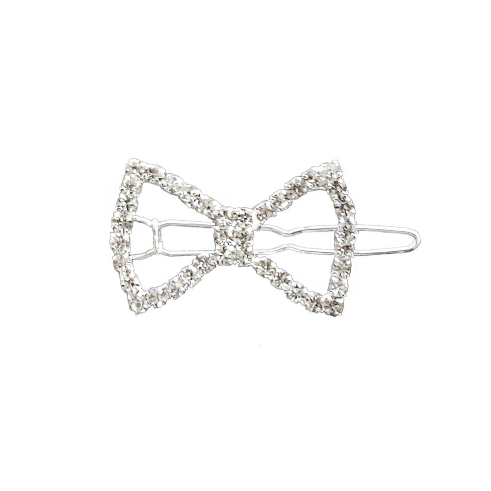 Spinka kokardka duża York dla shih tzu dla maltańczyka wystawowa z cyrkomiami z diamencikami z dżetami luksusowa wystawa cm srebrna elegancka wyjątkowa piękna błyszcząca blichtr