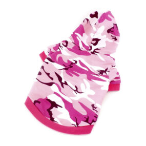 Bluza bluzka z kapturem dla psa z rękawkiem w różowe moro camo różowy kamuflaż dla suni małego psa ubranko