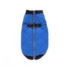 Kurtka kamizelka kurteczka dla psa elegancka niebieska pikowana z zapięciem do smyczy na wiosnę jesień dla pieska psiaka szczenięcia