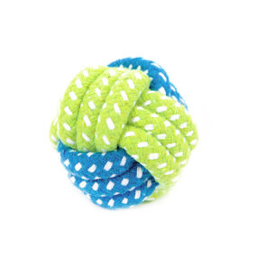 Piłka ze sznurka do aportowania dla małego psa dla średniego psa rzucania happy roll DOG toy dla pieska psiaka bawełna mocna solidna zielona limonkowy limetka kolor