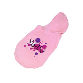 Bluza dla psa Yolo różowa z pacyfką z kapturem z serduszkiem jasny róż ubranko York Maltańczyk