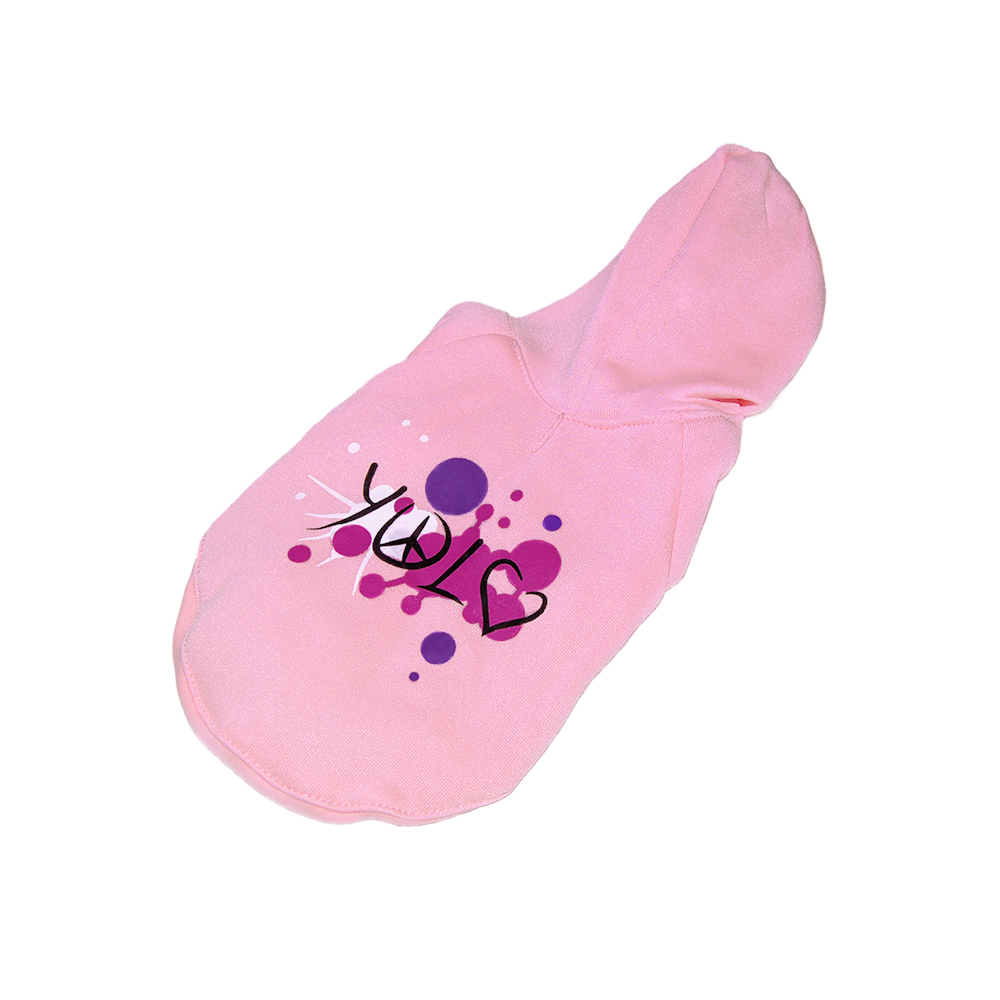 Bluza dla psa Yolo różowa z pacyfką z kapturem z serduszkiem jasny róż ubranko York Maltańczyk