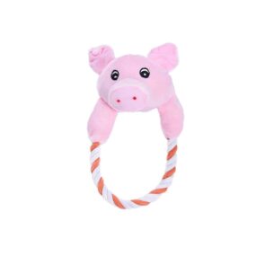 Pluszowa świnka do przeciągania z bawełnianą liną różowa tania dla małego psa pieska Yorka zabawka Maltańczyka