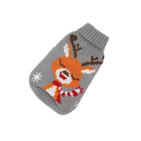 Sweterek golf golfik ubranko wełnieny dla psa dla kota pieska szczenięcia szczeniaka kotka renifer reniferek zimowy słodki śliczny szary